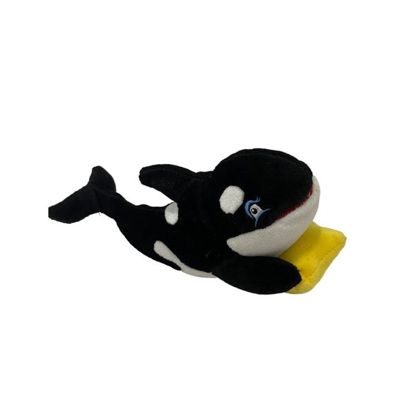 Sea World Shamu Whale Holding Yellow Star Plush Beanie 9" Stuffed Animal Toy - Picture 1 of 6